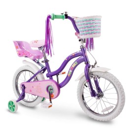 Coewske Kids Bike Steel Frame Children Bicycle Little Princess Style 14-16 Inch With Training Wheel (Purple, 14 Inch)
