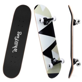 Whitefang Skateboards For Beginners, Complete Skateboard 31 X 788, 7 Layer Canadian Maple Double Kick Concave Standard And Tricks Skateboards For Kids And Beginners (Peak)