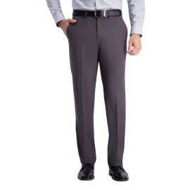 Haggar Mens Premium Comfort Dress Straight Fit Flat Front Pant, Dark Grey, 32W X 34L
