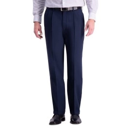 Haggar Mens Premium Comfort Stretch Classic Fit Dress Pants, Indigo, 34W X 31L Us
