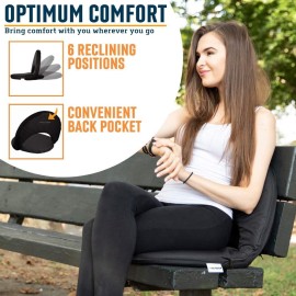Alpcour Folding Stadium Seat - Deluxe Outdoor Camping Reclining Waterproof Cushion Chair for Bleachers - Best 6-Position Back Support Picnic Bleacher Seats w/Extra Thick Padding for Support & Comfort