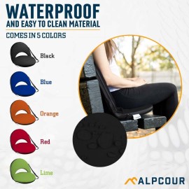 Alpcour Folding Stadium Seat - Deluxe Outdoor Camping Reclining Waterproof Cushion Chair for Bleachers - Best 6-Position Back Support Picnic Bleacher Seats w/Extra Thick Padding for Support & Comfort