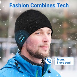 Mens Gifts Bluetooth Beanie Hat - Christmas Stocking Stuffers for Men Hats with Bluetooth Headphones, Bluetooth Winter Hat Fashion Music Beanie Birthday Gifts for Dad Women Teen Boys Girls Husband Him