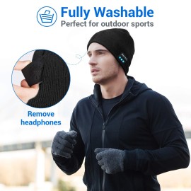 Mens Gifts Bluetooth Beanie Hat - Christmas Stocking Stuffers for Men Hats with Bluetooth Headphones, Bluetooth Winter Hat Fashion Music Beanie Birthday Gifts for Dad Women Teen Boys Girls Husband Him
