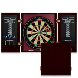 Eastpoint Sports Belmont Official Size Dart Board Cabinet Set - Easy-Assembly & Complete With 6 Deluxe Steel Tip Darts And Accessories - Premium Darts Set With Scoreboard For Bar Games & Indoor Games