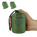 Delmera Emergency Sleeping Bag 2 Pack Lightweight Survival Sleeping Bags Waterproof Thermal Emergency Blanket, Bivy Sack Survival Gear For Outdoor Adventure, Camping, Hiking, Green (Green- 2 Packs)