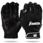 Franklin Sports 20966F2 Shok-Sorb X Batting Gloves, Black/Black, Adult Medium