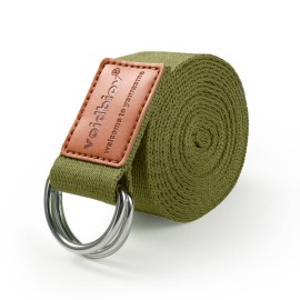 Voidbiov D-Ring Buckle Yoga Strap 185 Or 25M, Durable Cotton Adjustable Belt Perfect For Holding Poses, Improving Flexibility And Physical Therapy Avocado Green25M