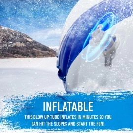 Arctic Trails Single Person Inflatable Snow Sled - Heavy Duty Snow Tube for Kids - Long Lasting Fun - Blue/White