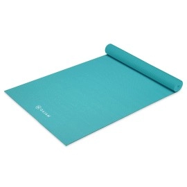 Gaiam Yoga Mat Premium Solid Color Reversible Non Slip Exercise & Fitness Mat For All Types Of Yoga, Pilates & Floor Workouts, Light Blue, 5Mm