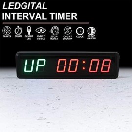 Ledgital Gym Clock Timer, Workout Clock Interval With Remote For Home Gym | 13.4 Wx4 H Wall Mount Stopwatch Countdown/Up Timer For Gym| Us Plug | Green+Red Color