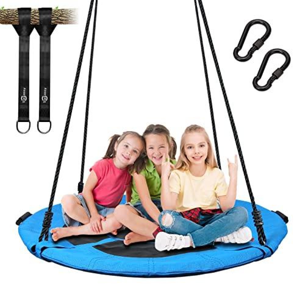 Trekassy 660Lb Saucer Tree Swing For Kids Adults 40 Inch Waterproof Frame , 2 Tree Hanging Straps