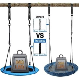 Trekassy 660Lb Saucer Tree Swing For Kids Adults 40 Inch Waterproof Frame , 2 Tree Hanging Straps