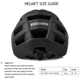 Bike Helmet, Exclusky Helmets for Adults, MTB Mountain Bike Helmets for Men and Women, Adult Lightweight Bicycle Helmets for Men and Women, Youth Size Bicycle Helmet with Designs