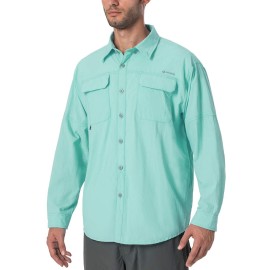 Naviskin Mens Sun Protection Fishing Shirts Upf 50 Long Sleeve Sun Shirts For Men Pfg Hiking Travel Shirts Light Green Size Xxl