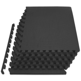 Prosourcefit Extra Thick Puzzle Exercise Mat 1, Eva Foam Interlocking Tiles For Protective, Cushioned Workout Flooring For Home And Gym Equipment, Black