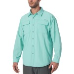 Naviskin Mens Sun Protection Fishing Shirts Upf 50 Long Sleeve Sun Shirts For Men Pfg Hiking Travel Shirts Light Green Size M