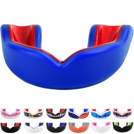 Oral Mart Bluered Youth Mouthguard For Kids - Youth Mouthguard For Karate, Flag Football, Martial Arts, Taekwondo, Boxing, Football, Rugby, Bjj, Muay Thai, Soccer, Hockey (With Free Case)