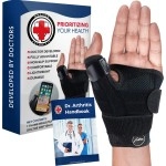 Doctor Developed Thumb Brace For Arthritis / Thumb Splint / Thumb Support For Men & Women - Trigger Thumb Spica Splint - Thumb Splint For Right Hand/Left- Fda Medical Device & Handbook (Black, Single)