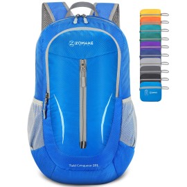 Zomake Ultra Lightweight Packable Backpack 25L - Foldable Hiking Backpacks Water Resistant Small Folding Daypack For Travel(Dark Blue)