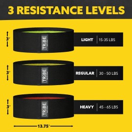 Tribe Lifting Fabric Resistance Bands for Working Out - Booty Bands for Women and Men - Exercise Bands Resistance Bands Set - Workout Bands Resistance Bands for Legs - Fitness Bands for Legs and Butt