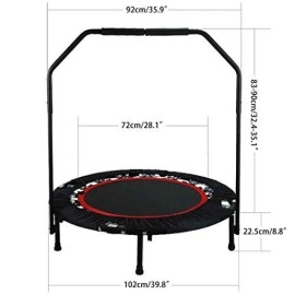 Aceshin 40 Rebounder Trampolines Foldable Exercise Trampoline With Adjustable Handrail For Adults Or Kids (Red)