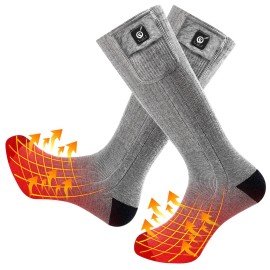 Snow Deer Heated Socks,Men Women Electric Battery Socks Foot Warmer(Gray,L)