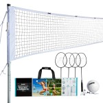 Franklin Sports Volleyball & Badminton Combo Set - Portable Backyard Volleyball & Badminton Net Set - Volleyball, Rackets & Birdie Included - Pro