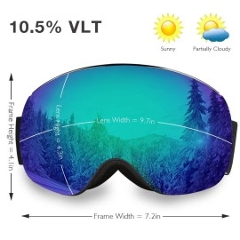 AKASO OTG Ski Goggles, Snowboard Goggles, Mag-Pro Magnetic Interchangeable Lenses, Anti-Fog, 100% UV Protection, Helmet Compatible, Snow Goggles for Men & Women