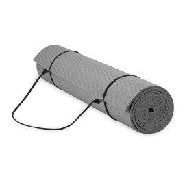 Gaiam Essentials Premium Yoga Mat With Yoga Mat Carrier Sling, Grey, 72