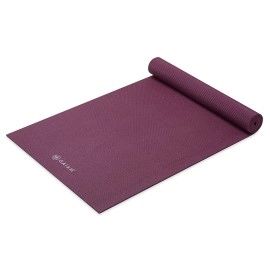 Gaiam Yoga Mat Premium Solid Color Reversible Non Slip Exercise & Fitness Mat For All Types Of Yoga, Pilates & Floor Workouts, Mulberry, 6Mm