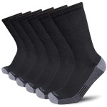 APTYID Mens Moisture control cushioned crew Work Boot Socks, Size 9-12, Black, 6 Pairs