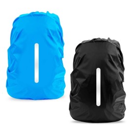 Lama 2 Pack Waterproof Rain Cover For Backpack, Reflective Rucksack Rain Cover For Anti-Dustanti-Theftbicyclinghikingcampingtravelingoutdoor Activities (1 Pcs Black + 1 Pcs Blue, M)