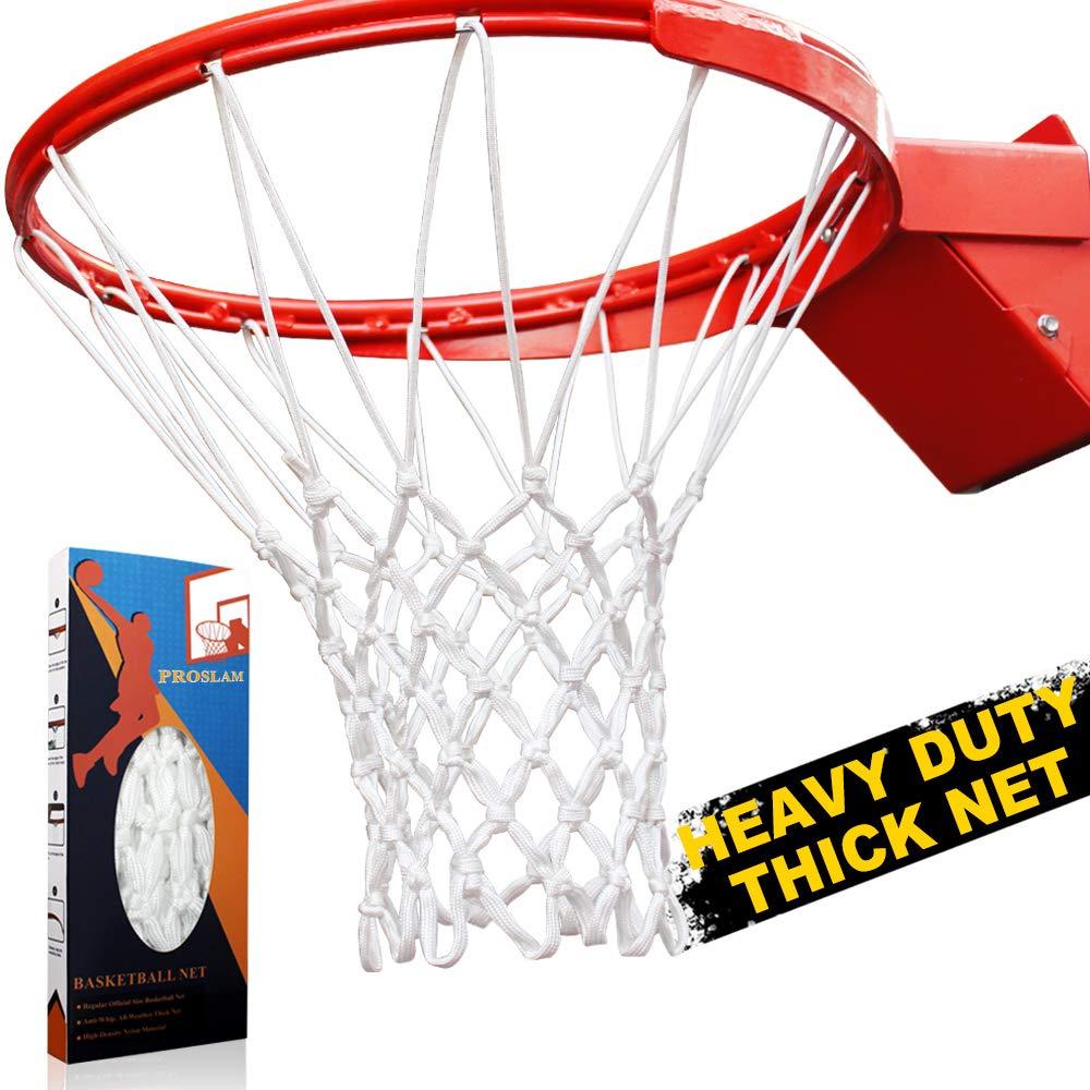 Proslam Premium Quality Professional Heavy Duty Basketball Net Replacement - All Weather Anti Whip, Fits Standard Indoor Or Outdoor Rims(Professional Standard Size, White)