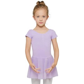 Mdnmd Dance Ballet Skirt Leotard For Girls Child Ballerina Costume Dress (Lavender Purple, Age 6-8)