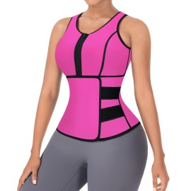 Feelingirl Waist Trainer Vest For Women Plus Size Neoprene Sauna Suit Workout Full Body Shaper 5Xl Rose Red