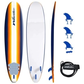 WAVESTORM 8' Surfboard, Sunburst Graphic,Orange White,WS18-SRF001-SUN