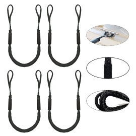 Pack Of 4 Bungee Dock Lines For Boat Shock Absorb Dock Tie Mooring Rope Boat Accessories 4-5.5 Ft (Black)