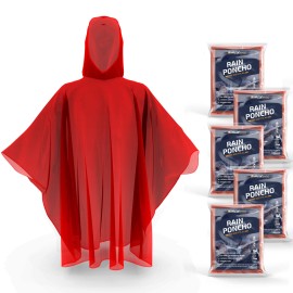 Hagon Pro Disposable Rain Ponchos For Adults (5 Pack)