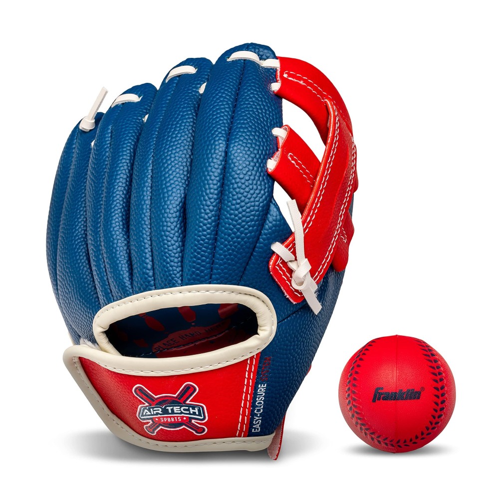 Franklin Sports Kids Baseball Glove - Air Tech Youth Tball Glove - Toddler Youth Teeball, Baseball Softball Mitt - Right Hand Throw - Navyred - 85