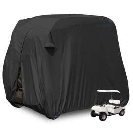 Moveland Waterproof Dust Golf Cart Cover Outdoor Accessories, Extra Pvc Coating 2 Passenger Custom Cart Cover Compatible With Ez Go, Club Car, Yamaha(Black)