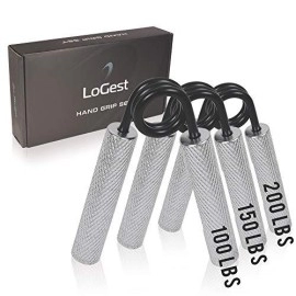 Logest Metal Hand Grip Set, 100Lb-200Lb 3 Pack No Slip Heavy-Duty Grip Strengthener With Gift Box, Great Wrist Forearm Hand Exerciser, Home Gym, Hand Gripper Grip Strength Trainer
