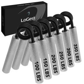 Logest Metal Hand Grip Set, 100Lb-350Lb 6 Pack No Slip Heavy-Duty Grip Strengthener With Gift Box, Great Wrist & Forearm Hand Exerciser, Home Gym, Hand Gripper Grip Strength Trainer