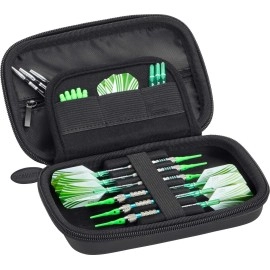 Casemaster Sentinel 6 Dart Case, Holds Extra Accessories, Tips, Shafts And Flights, Compatible With Steel Tip And Soft Tip Darts, Impact & Water Resistant Tactech Shell, Black Zipper