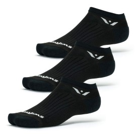 Swiftwick - PERFORMANCE ZERO (3 Pairs) Running Socks, Golf Socks, Durable, Cushioned No-Show Socks (Black, Large)