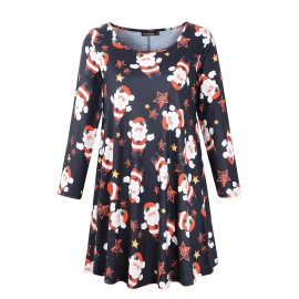 Veranee Womens Plus Size Swing Tunic Top 34 Sleeve Floral Flare T-Shirt Xxx-Large 16-32