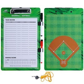 Baseball Clipboard For Coaches - Double Sided Baseball Lineup Board, Baseball Whiteboard Bundled With Whistle And Dry Erase Markers