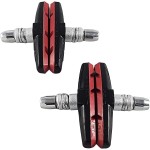 Cz Store - Bike Brake Pads - Set Of 4 Red Rubber & Steel V-Brake Holder For Bicycle Caliper With Washers, Fixing Nuts - Easy To Install, No Noise - Bicycle Parts Accessories