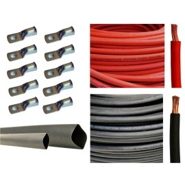Wni 2 Awg 2 Gauge 40 Feet Black 40 Feet Red Battery Welding Pure Copper Ultra Flexible Cable 5Pcs Of 516 5Pcs 38 Copper Cable Lug Terminal Connectors 3 Feet Heat Shrink Tubing