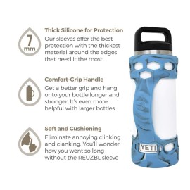 REUZBL Bottle Bumper Silicone Sleeve Protector with Handle for Yeti Rambler Flask, 26oz 36oz (Glow, 36oz)